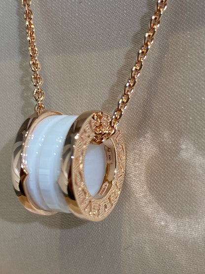 [LUXORA]ZERO 1 WHITE CERAMIC PINK GOLD NECKLACE