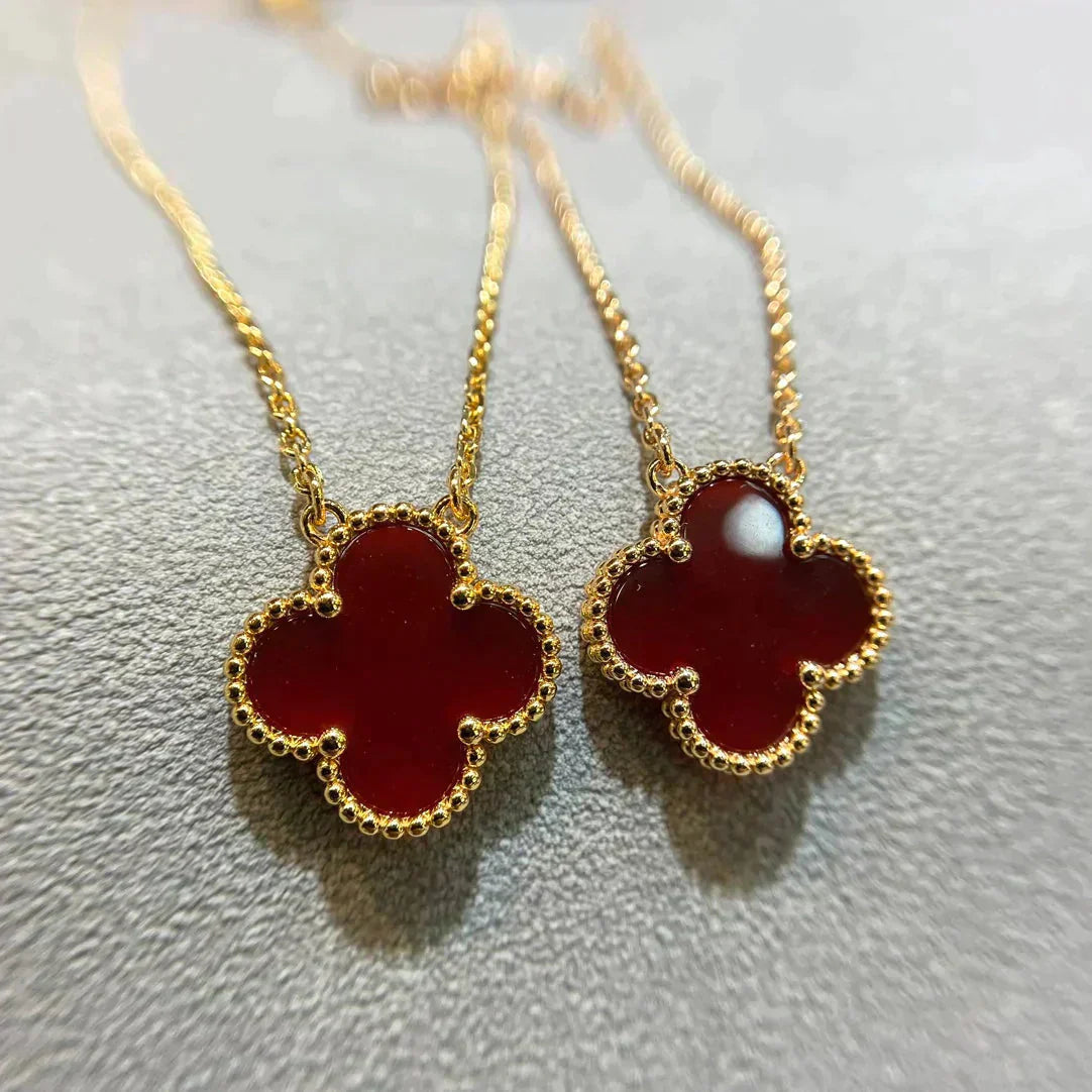 [LUXORA]CLOVER 15MM CARNELIAN SINGLE FLOWER NECKLACE