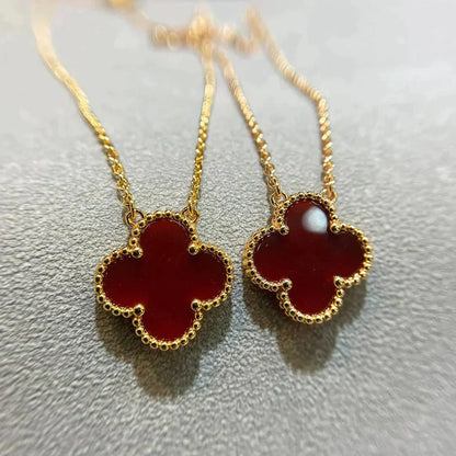 [LUXORA]CLOVER 15MM CARNELIAN SINGLE FLOWER NECKLACE