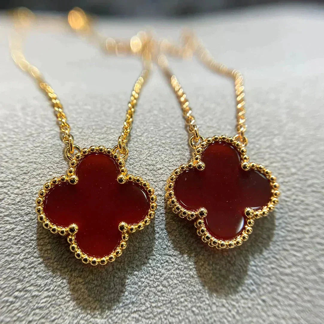 [LUXORA]CLOVER 15MM CARNELIAN SINGLE FLOWER NECKLACE