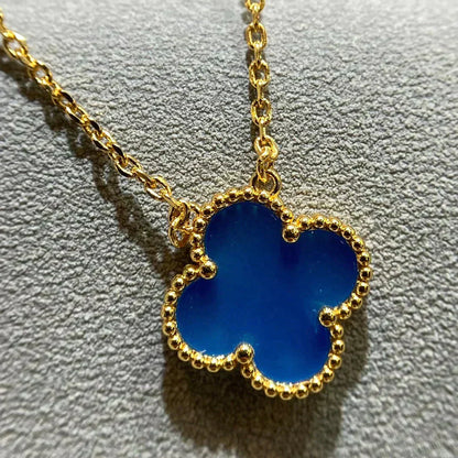 [LUXORA]CLOVER 15MM BLUE AGATE NECKLACE