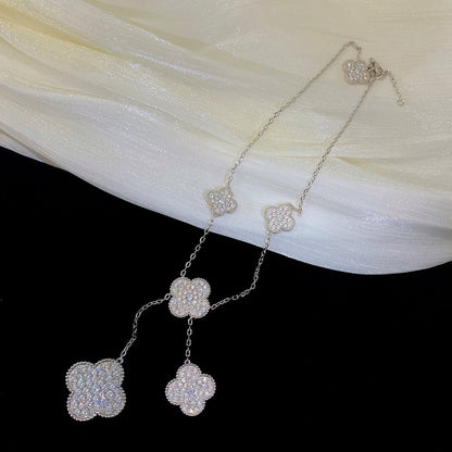 [LUXORA]CLOVER 5 MOTIFS SILVER DIAMONDS NECKLACE