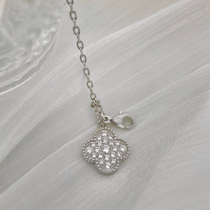 [LUXORA]CLOVER 5 MOTIFS SILVER DIAMONDS NECKLACE