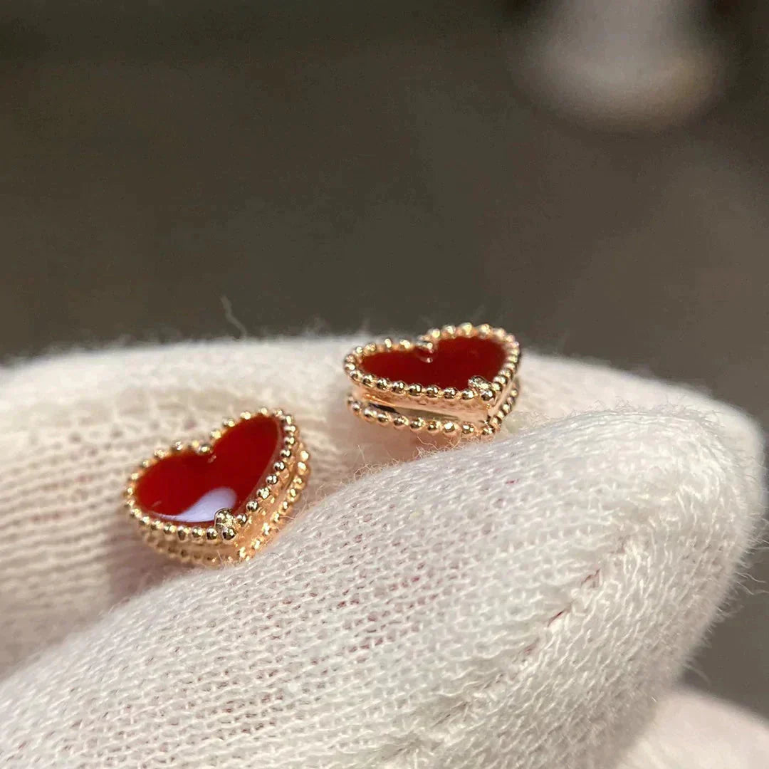 [LUXORA]HEART CARNELIAN STUD EARRINGS