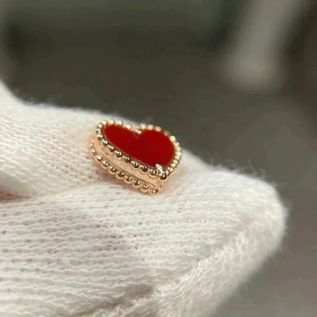 [LUXORA]HEART CARNELIAN STUD EARRINGS