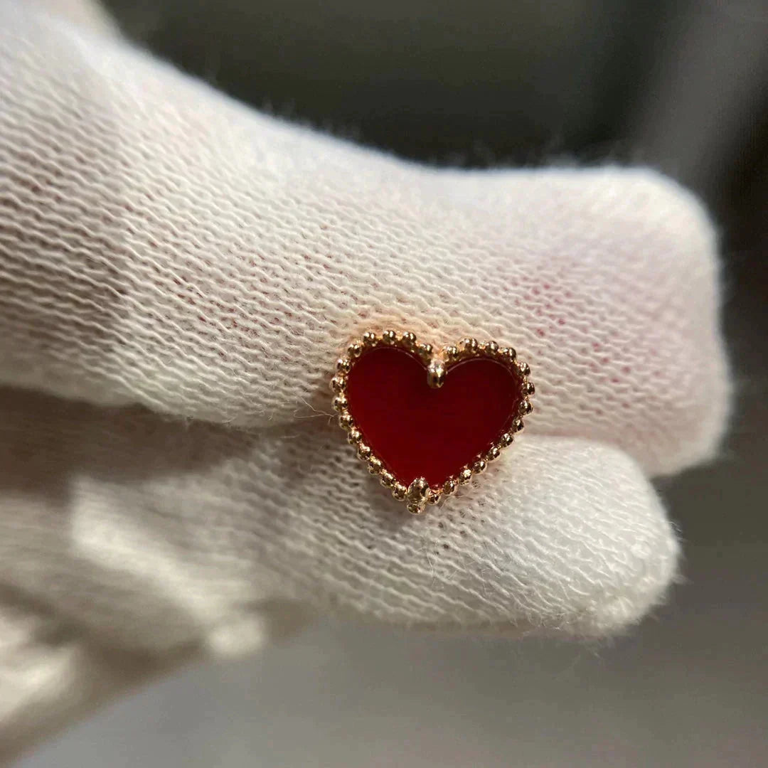 [LUXORA]HEART CARNELIAN STUD EARRINGS