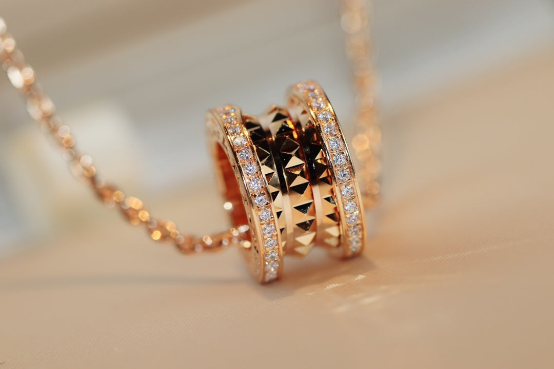 [LUXORA]ZERO 1 ROCK PEDANT PINK GOLD NECKLACE