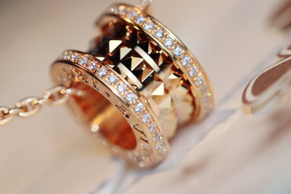 [LUXORA]ZERO 1 ROCK PEDANT PINK GOLD NECKLACE