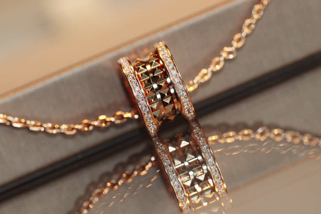 [LUXORA]ZERO 1 ROCK PEDANT PINK GOLD NECKLACE