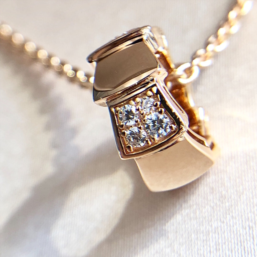 [LUXORA]SERPENTI PEDANT DIAMOND PINK GOLD NECKLACE