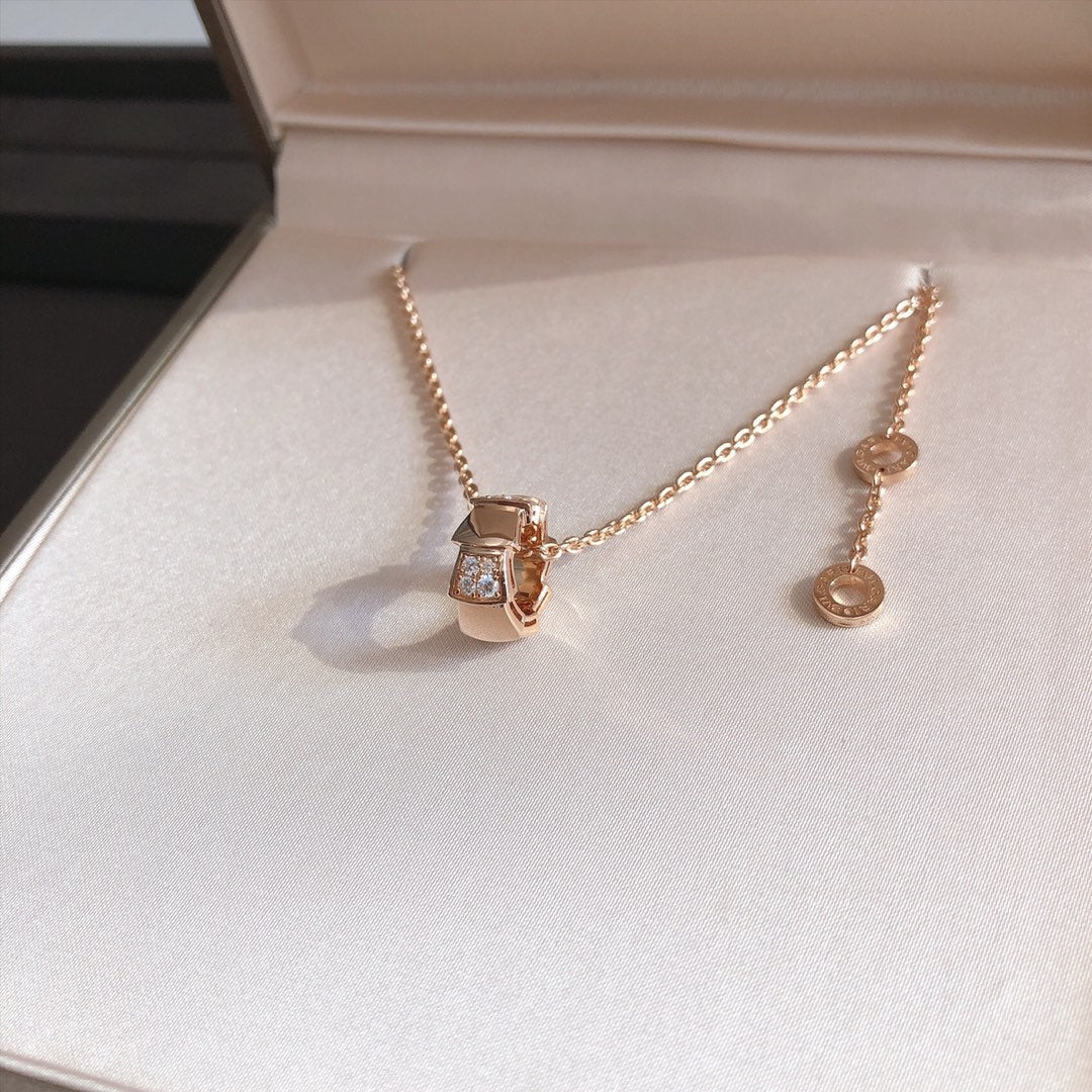 [LUXORA]SERPENTI PEDANT DIAMOND PINK GOLD NECKLACE