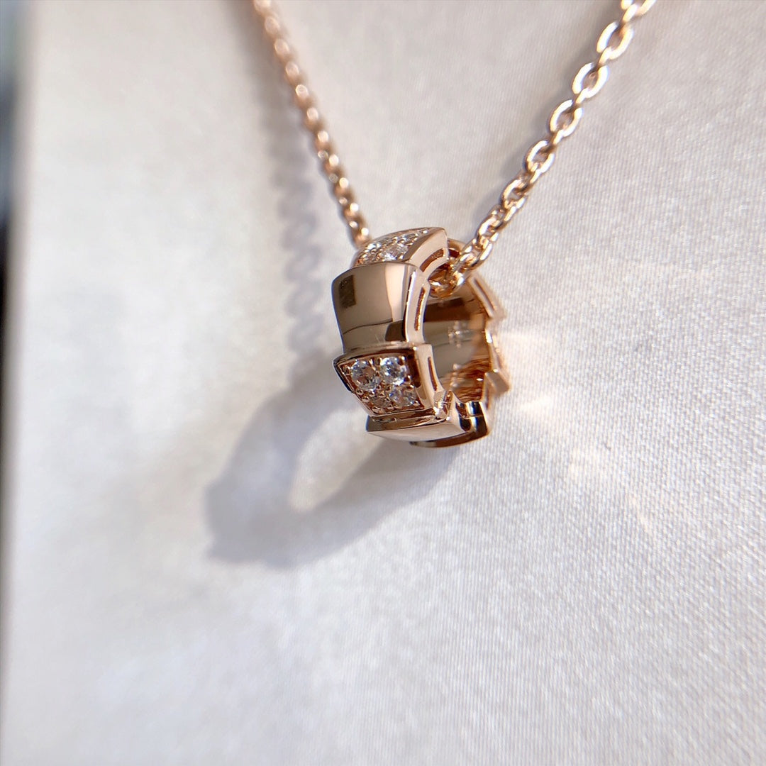 [LUXORA]SERPENTI PEDANT DIAMOND PINK GOLD NECKLACE