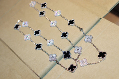 [LUXORA]CLOVER 20 MOTIFS ONYX DIAMOND SILVER