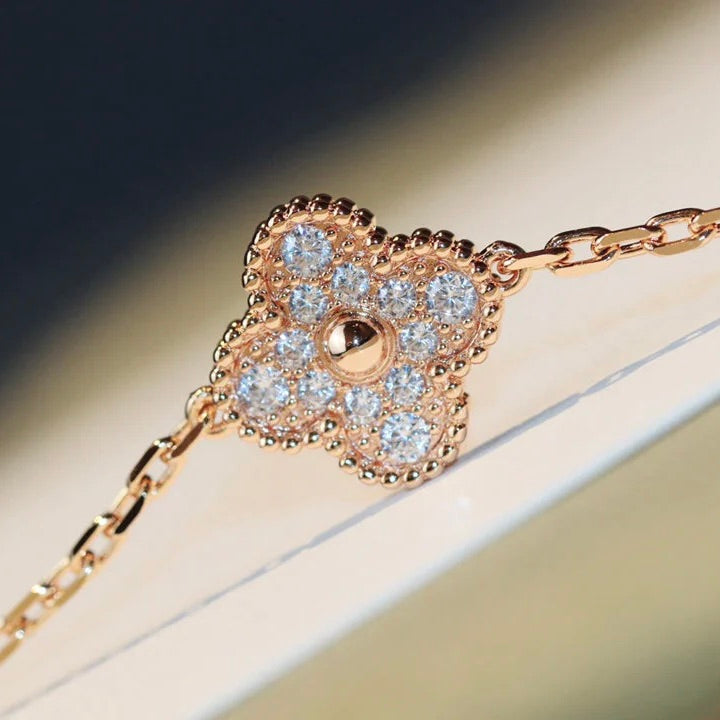 [LUXORA]CLOVER 20 MOTIFS DARK MOP DIAMOND  NECKLACE