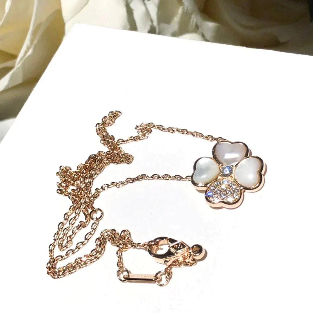 [LUXORA]CLOVER MOP DIAMOND ROSE GOLD NECKLACE