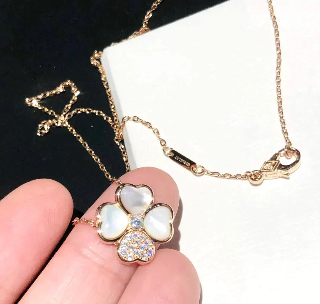 [LUXORA]CLOVER MOP DIAMOND ROSE GOLD NECKLACE