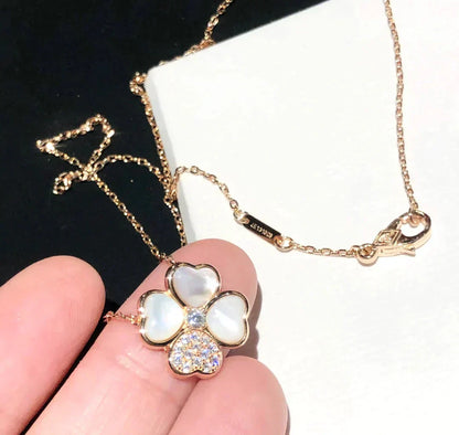 [LUXORA]CLOVER MOP DIAMOND ROSE GOLD NECKLACE