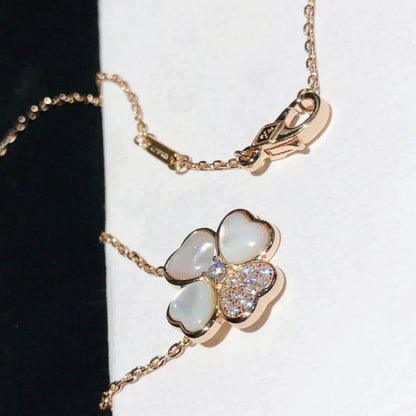 [LUXORA]CLOVER MOP DIAMOND ROSE GOLD NECKLACE