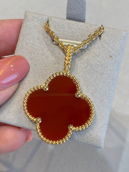 [LUXORA]CLOVER 25MM NECKLACE GOLD CARNELIAN