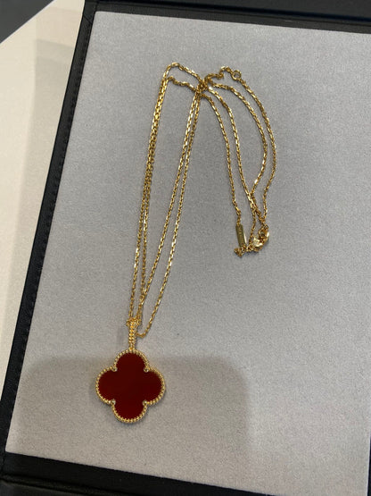 [LUXORA]CLOVER 25MM NECKLACE GOLD CARNELIAN