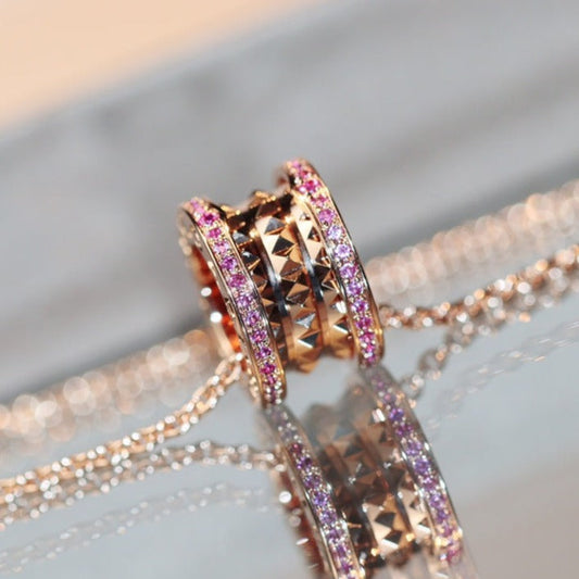 [LUXORA]ZERO 1 ROCK PINK GOLD PINK DIAMOND NECKLACE