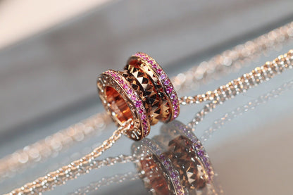 [LUXORA]ZERO 1 ROCK PINK GOLD PINK DIAMOND NECKLACE