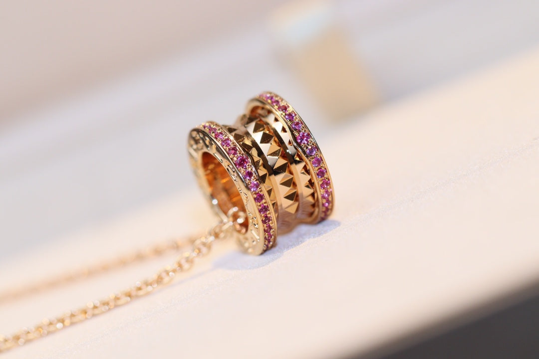 [LUXORA]ZERO 1 ROCK PINK GOLD PINK DIAMOND NECKLACE