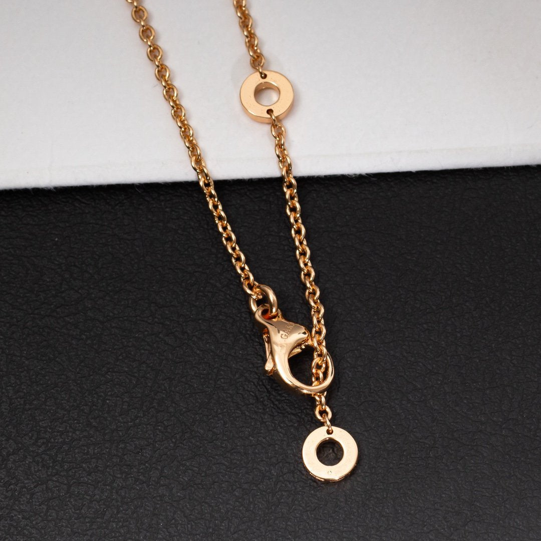 [LUXORA]ZERO 1 WHITE CERAMIC PINK GOLD DIAMOND NECKLACE