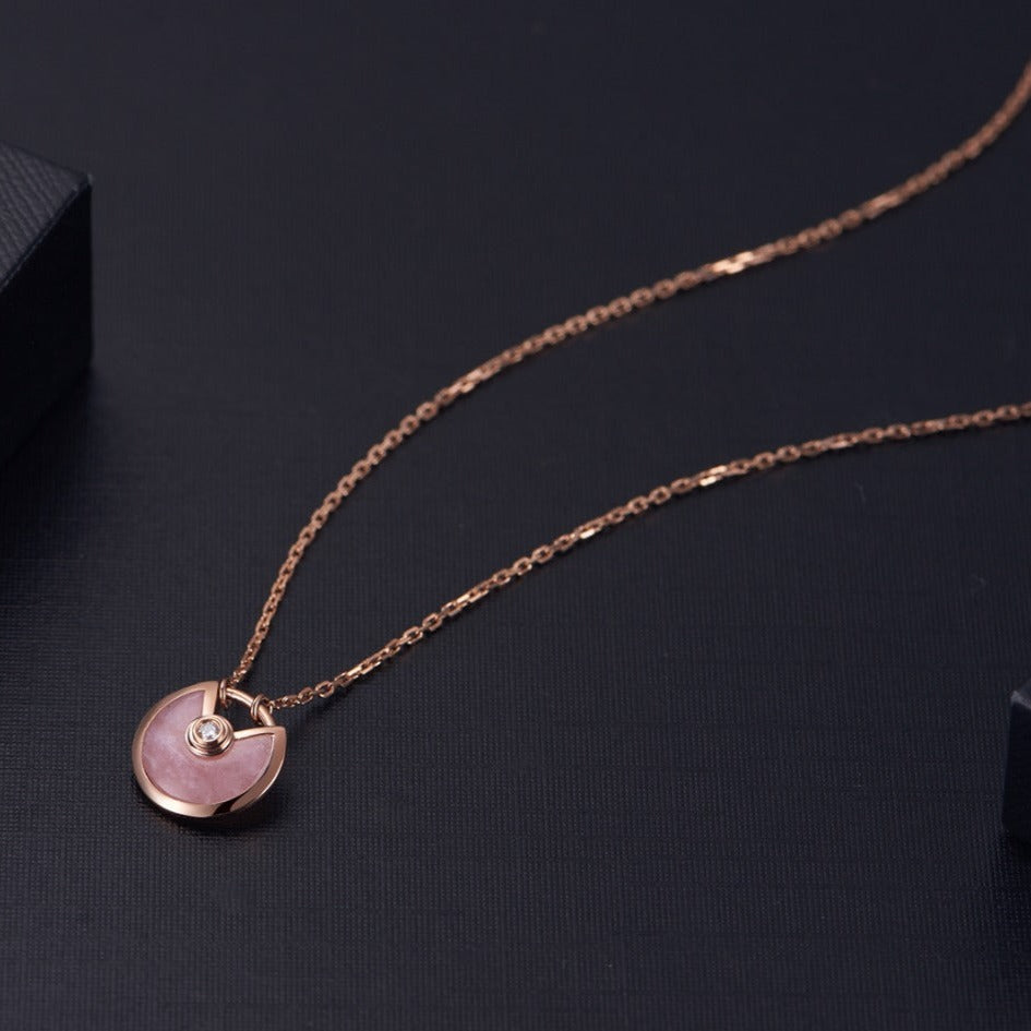 [LUXORA]AMULETTE ROSE GOLD PINK MOP NECKLACE