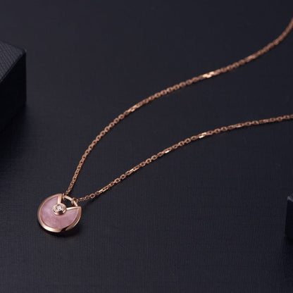 [LUXORA]AMULETTE ROSE GOLD PINK MOP NECKLACE