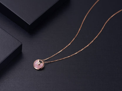 [LUXORA]AMULETTE ROSE GOLD PINK MOP NECKLACE