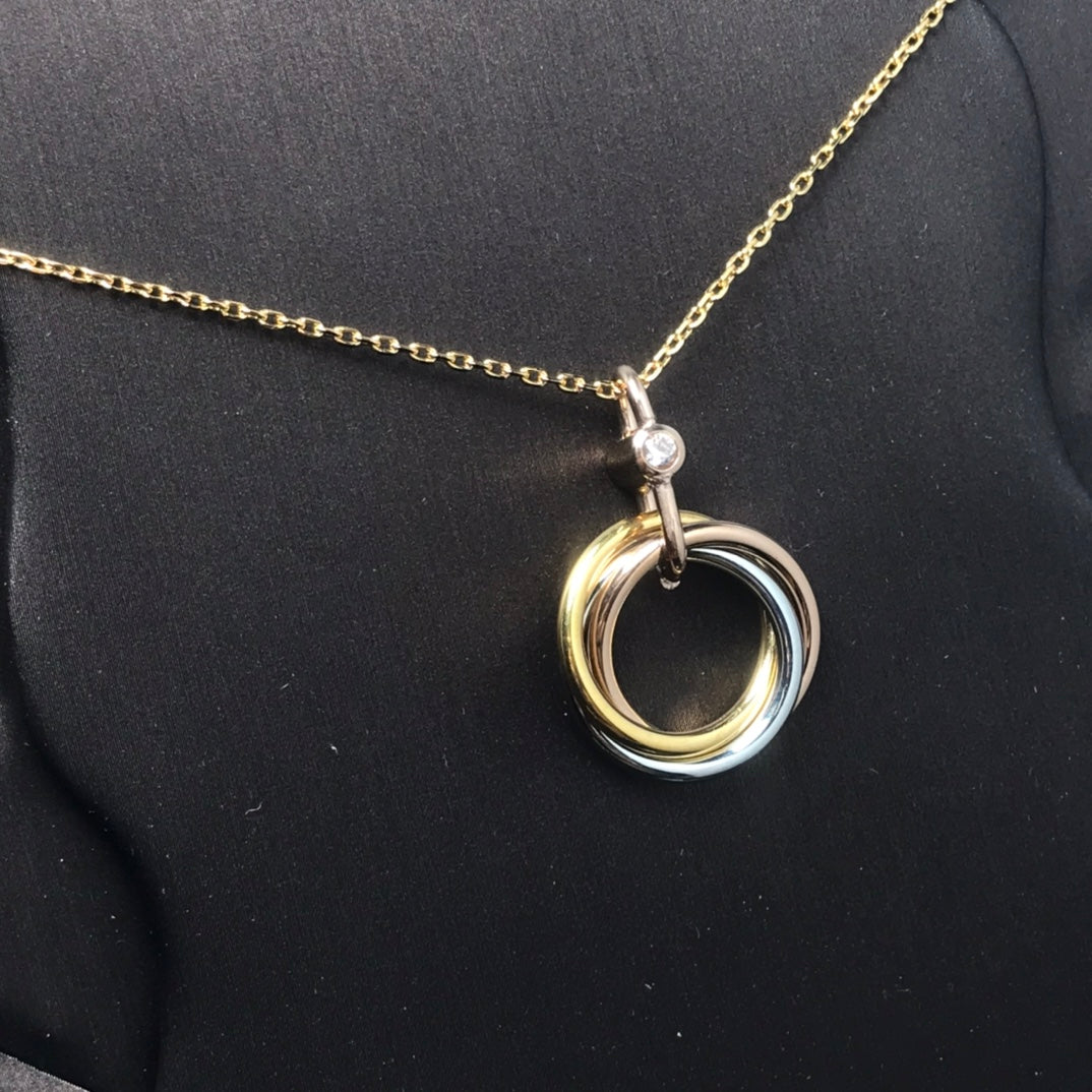 [LUXORA]TRINITY SILVER GOLD PINK GOLD NECKLACE