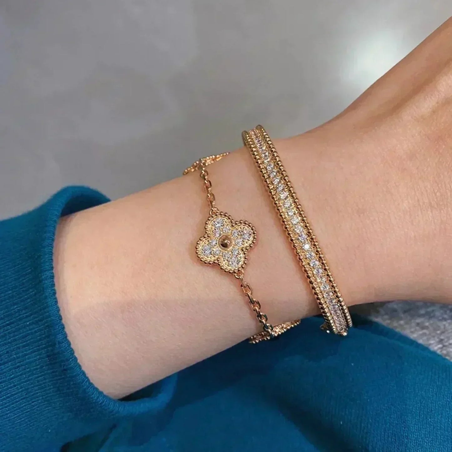 [LUXORA] CLOVER 5 MOTIF FULL DIAMOND BRACELET COLLECTION