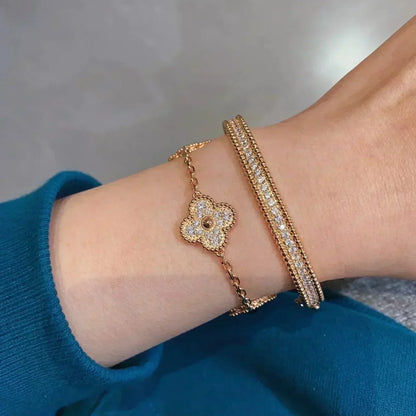 [LUXORA] CLOVER 5 MOTIF FULL DIAMOND BRACELET COLLECTION
