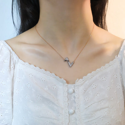 [LUXORA]VOLT SILVER DIAMOND PEDANT NECKLACE
