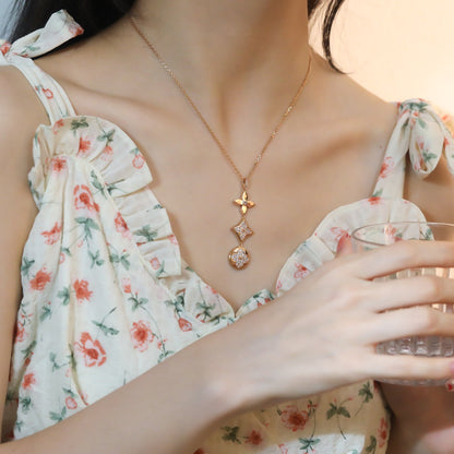 [LUXORA]STAR AND SUN DIAMOND PINK GOLD NECKLACE