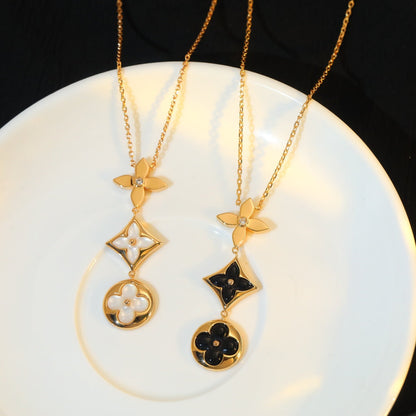 [LUXORA]STAR AND SUN ONYX PINK GOLD NECKLACE