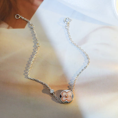 [LUXORA]SUN MOTIF PINK MOP SILVER BRACELET