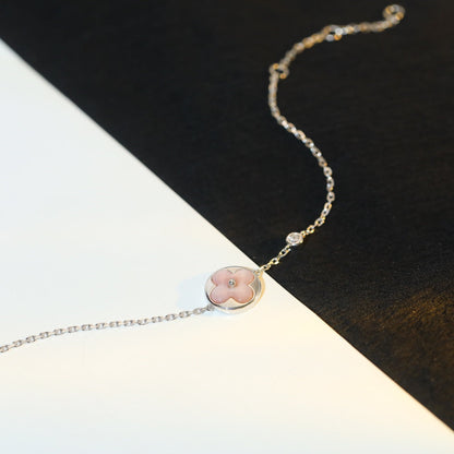 [LUXORA]SUN MOTIF PINK MOP SILVER BRACELET