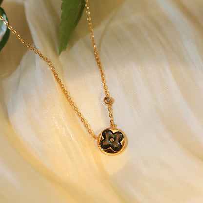 [LUXORA]SUN PEDANT PINK GOLD 1 DIAMOND NECKLACE