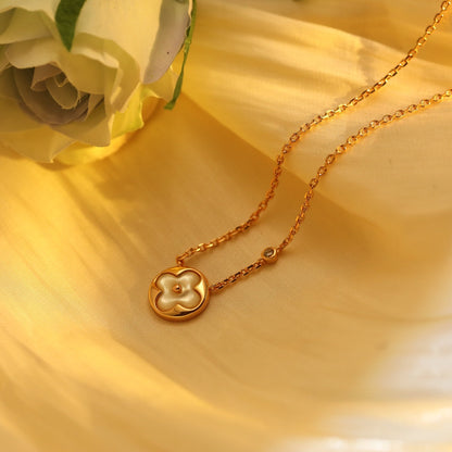 [LUXORA]SUN PEDANT PINK GOLD 1 DIAMOND NECKLACE