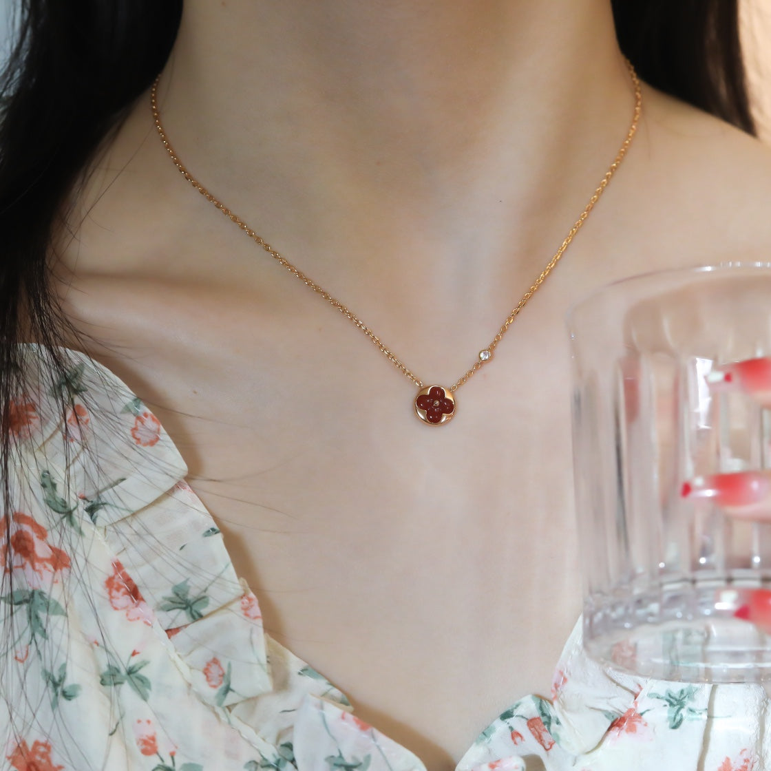 [LUXORA]SUN PEDANT PINK GOLD 1 DIAMOND NECKLACE