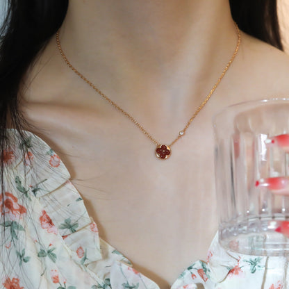[LUXORA]SUN PEDANT PINK GOLD 1 DIAMOND NECKLACE