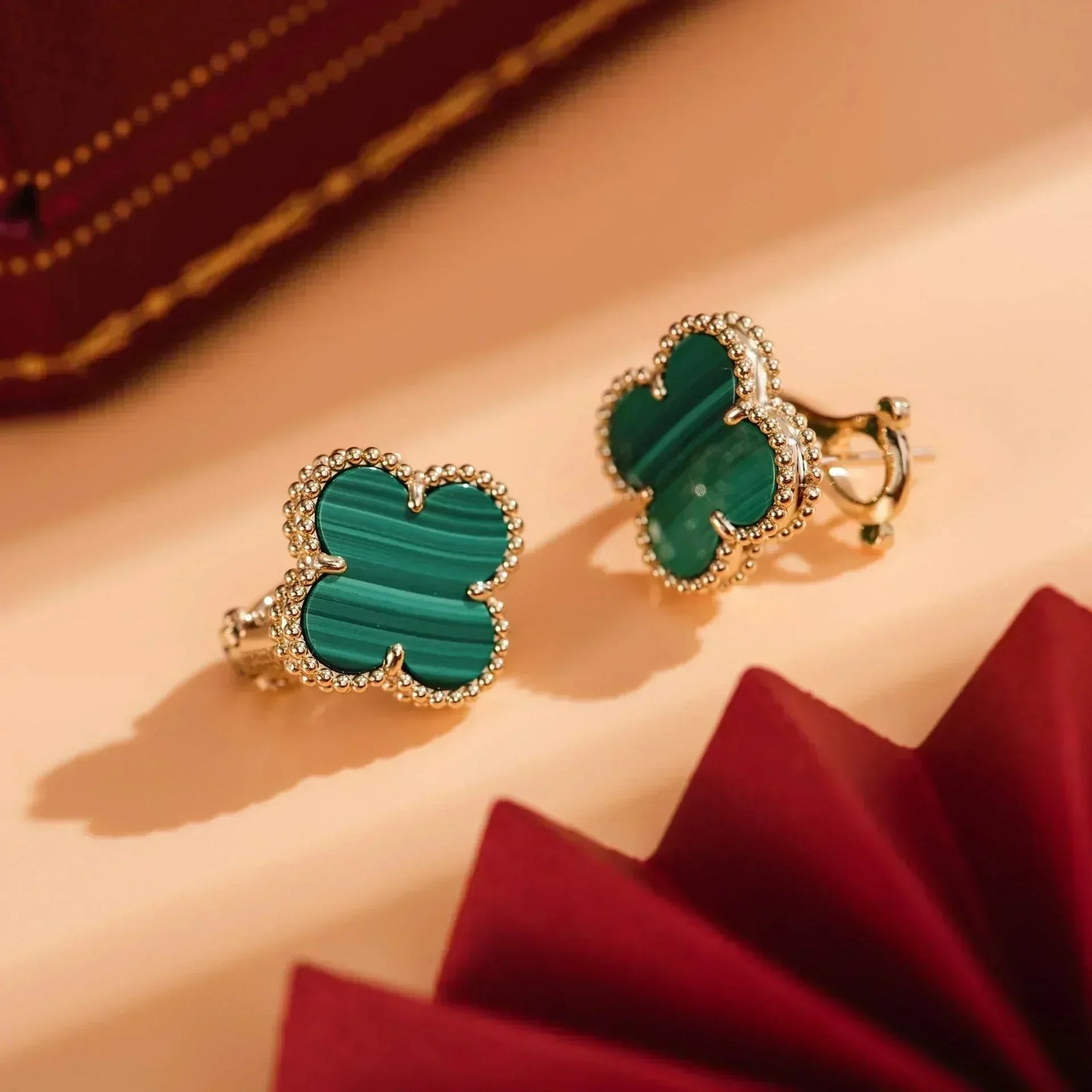 [LUXORA]CLOVER MEDIUM 1 MOTIFS MALACHITE  EARRINGS