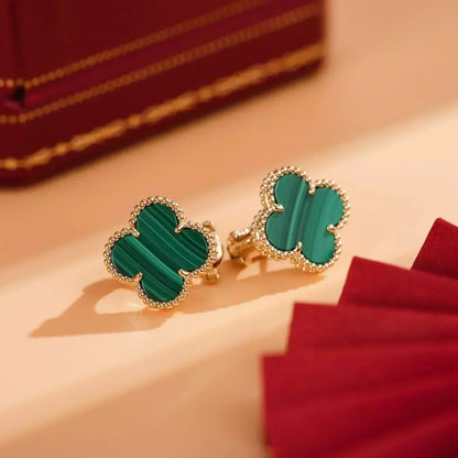 [LUXORA]CLOVER MEDIUM 1 MOTIFS MALACHITE  EARRINGS