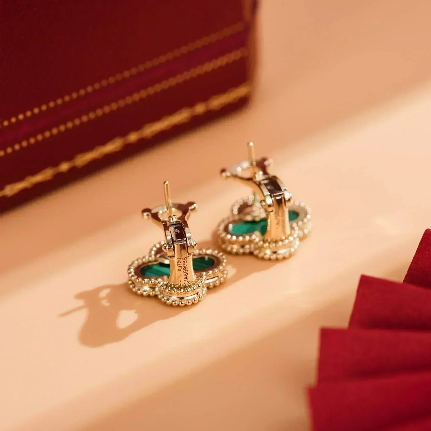 [LUXORA]CLOVER MEDIUM 1 MOTIFS MALACHITE  EARRINGS