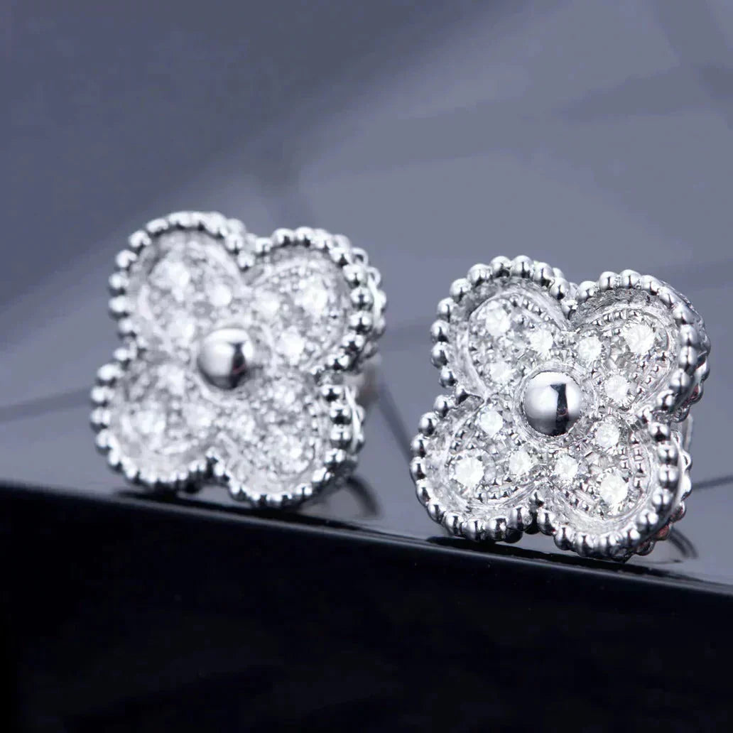 [LUXORA]CLOVER 1 MOTIFS DIAMOND STUD EARRINGS SILVER