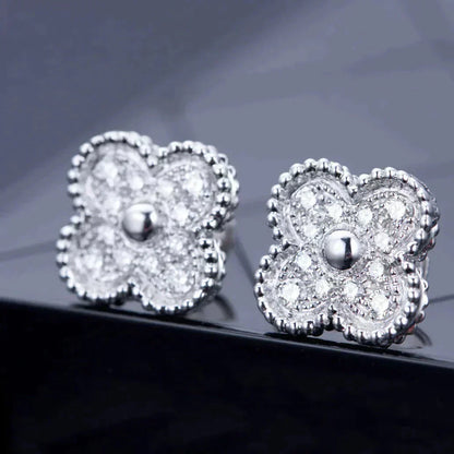 [LUXORA]CLOVER 1 MOTIFS DIAMOND STUD EARRINGS SILVER
