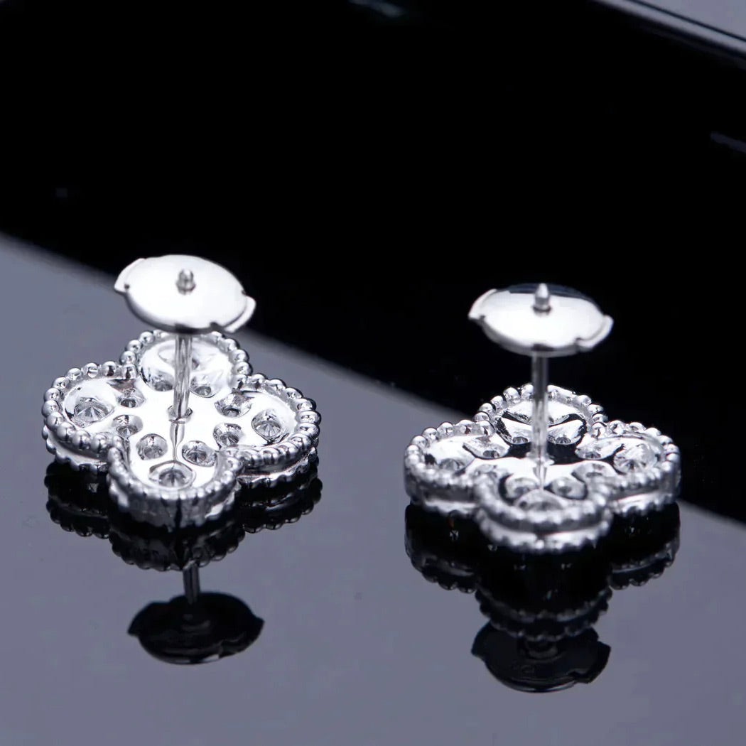 [LUXORA]CLOVER 1 MOTIFS DIAMOND STUD EARRINGS SILVER