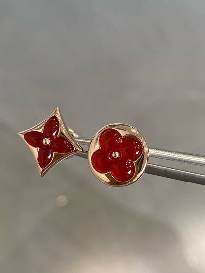 [LUXORA]STAR AND SUN PINK GOLD CARNELIAN STUD EARRINGS